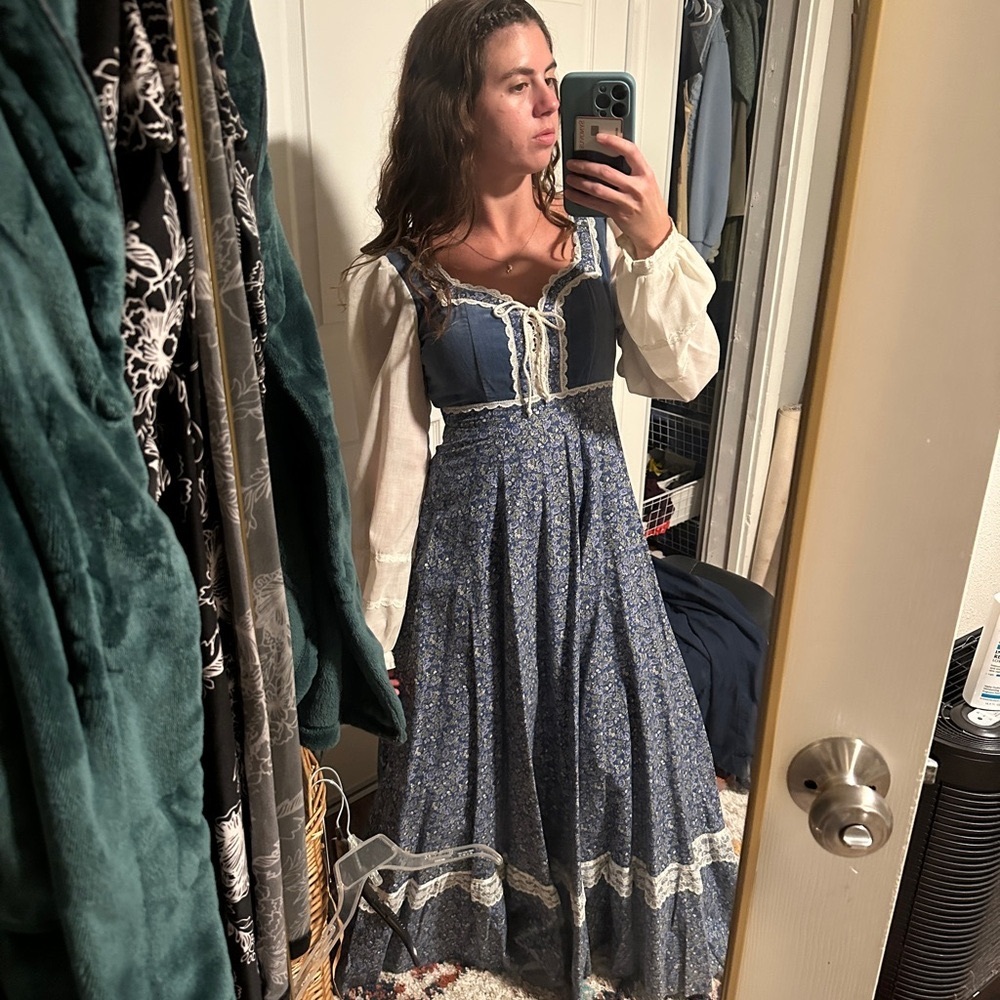 1970's Gunne Sax by Jessica McClintock Maxi Hippie Prairie Dress